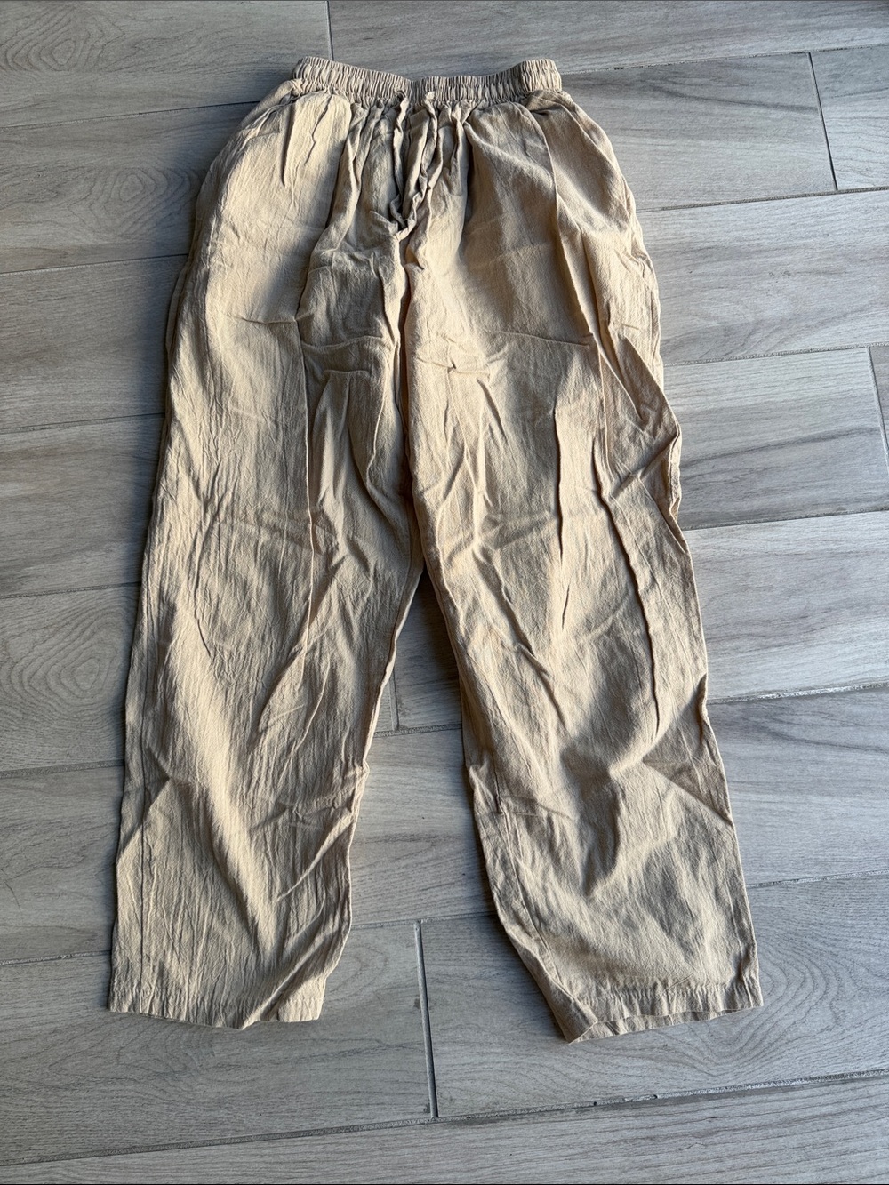 Men's Lightweight Beige Drawstring Pants